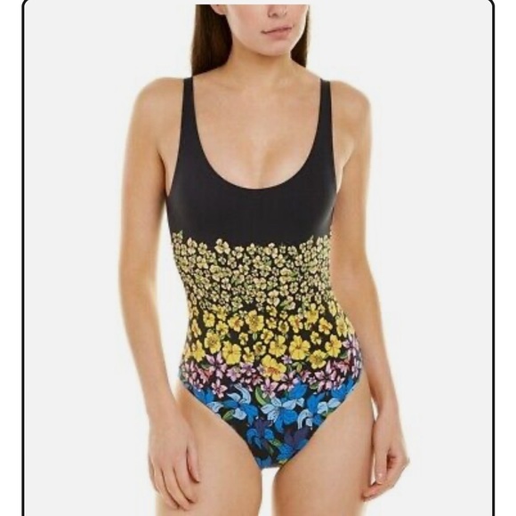 Onia Womens Rachel Classic High Leg Open Black One Piece Swimsuit Floral Sz S - Picture 2 of 13